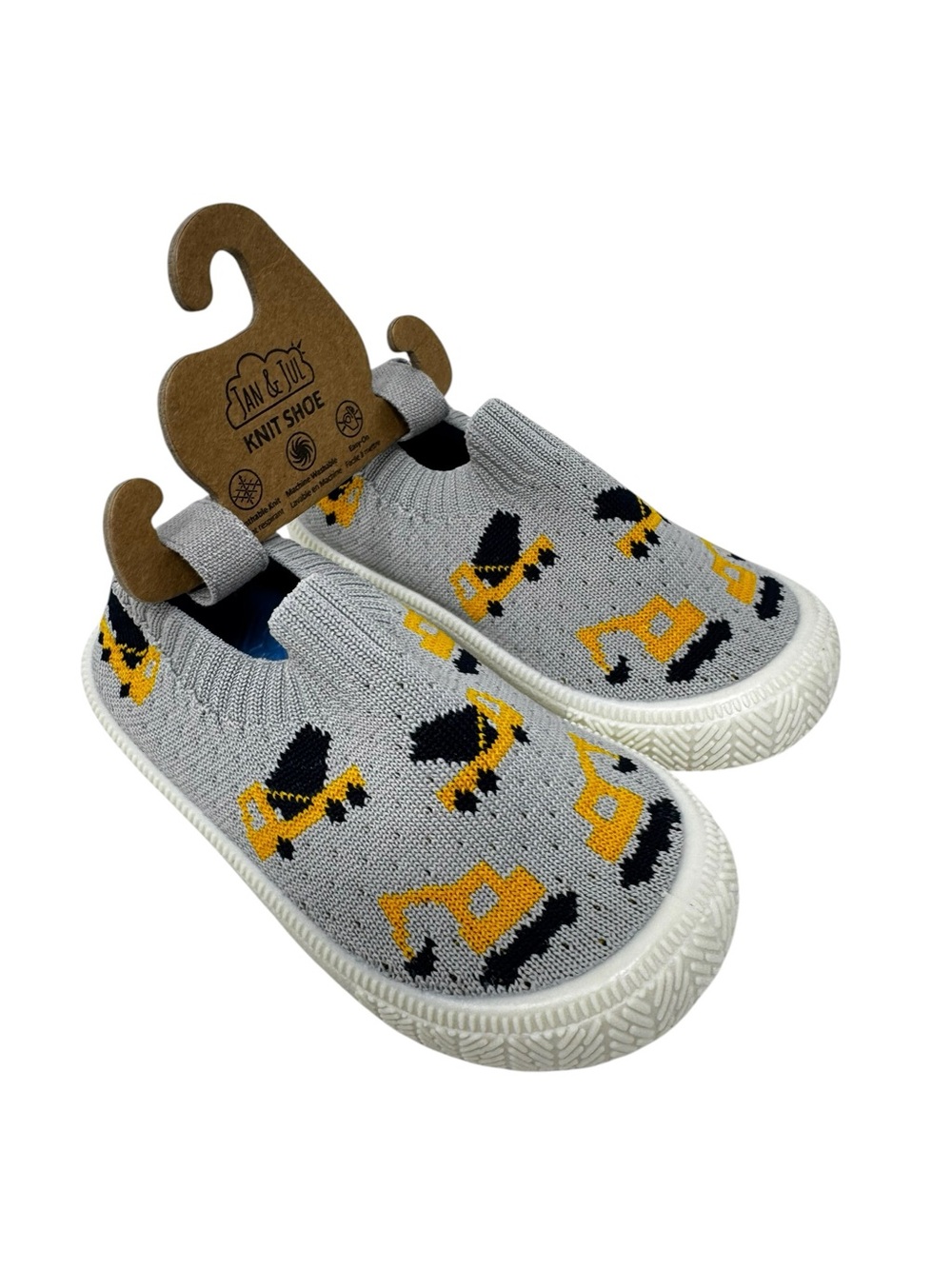 Jan & Jul Construction Toddler 6 Knit Slip-On Sneakers